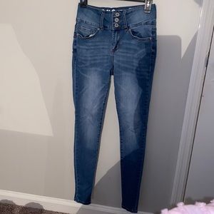 Curvy light wash high rise skinny ankle jeans